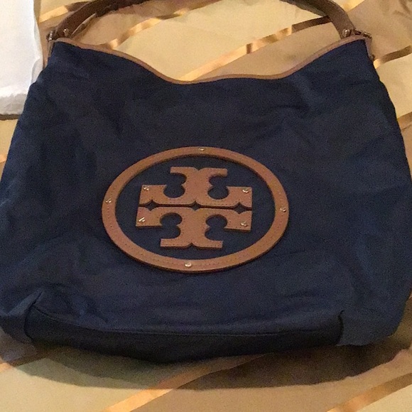 Tory Burch Handbags - Tory Burch Tote Hobo Stacked Nylon Navy Bag